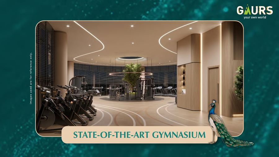 State-of-the-Art Gymnasium render, Gaurs branding on frame